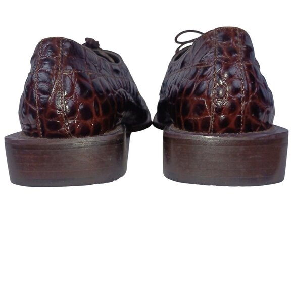 Giorgio Brutini Leather Crocodile Dress Shoe 8.5M Brown Square Toe Classic Style - Picture 10 of 11